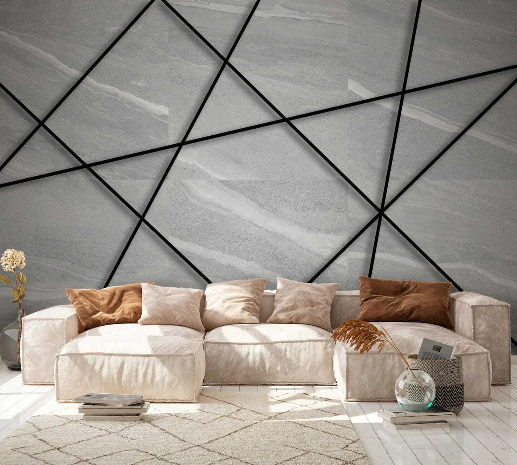 Fototapeta Szary marmur i czarne linie u16341