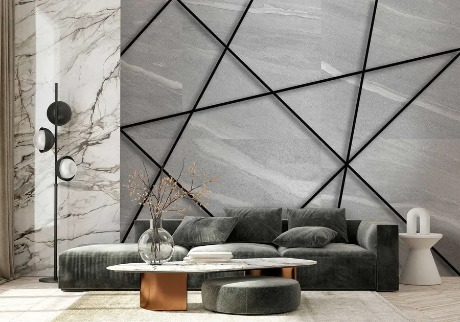 Fototapeta Szary marmur i czarne linie u16341