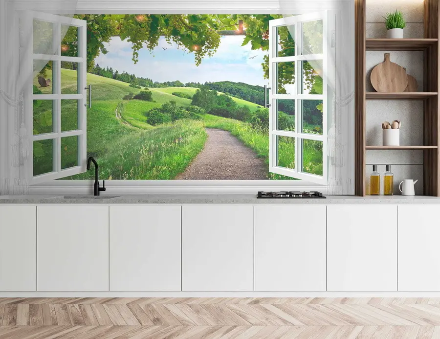 Fototapeta Widok z okna na polanę u28196