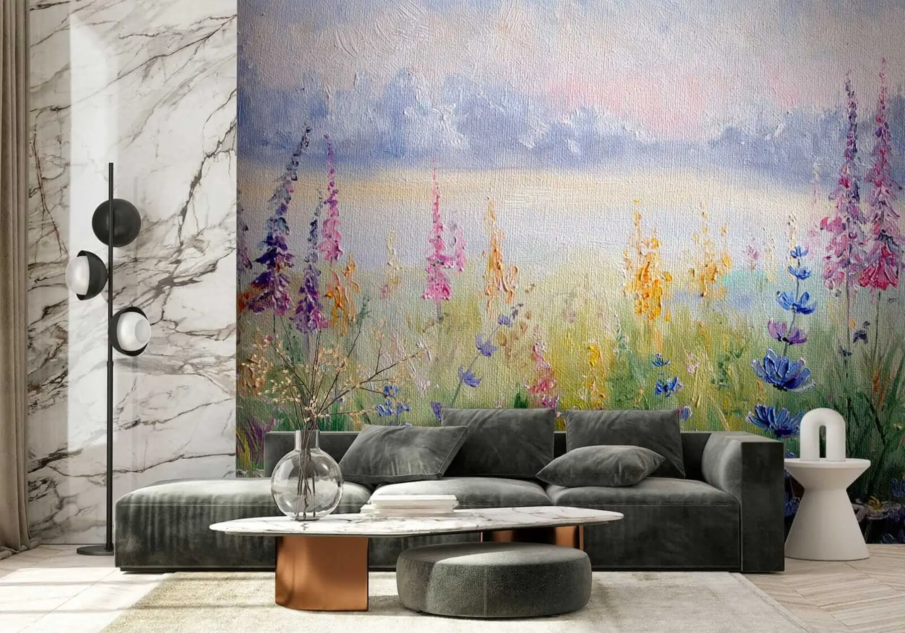 Fototapeta Łąka kwiatowa, obraz olejny u30067