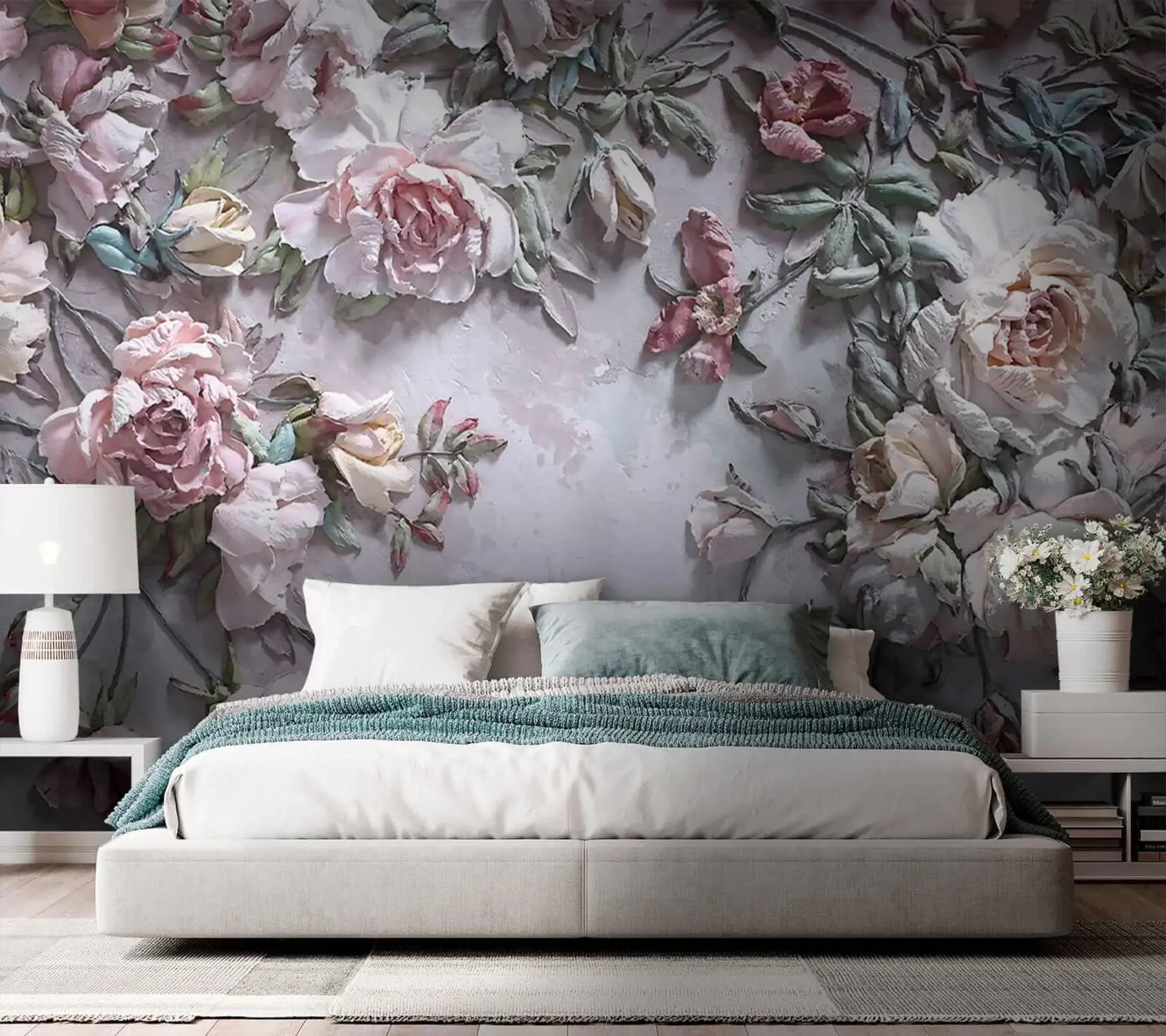 Fototapeta Wolumetryczne róże na ścianie u31869