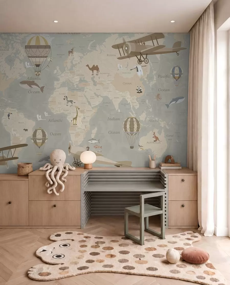 Fototapeta Mapa świata z balonami u36066