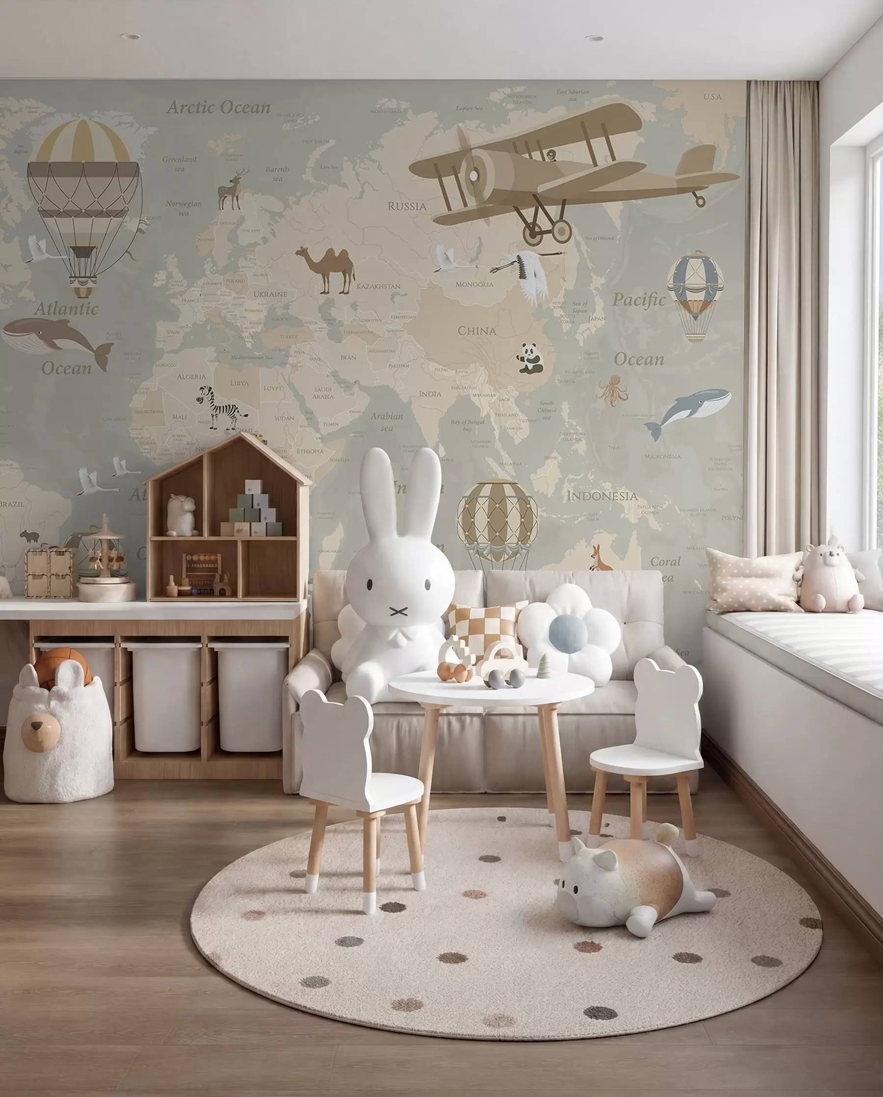 Fototapeta Mapa świata z balonami u36066