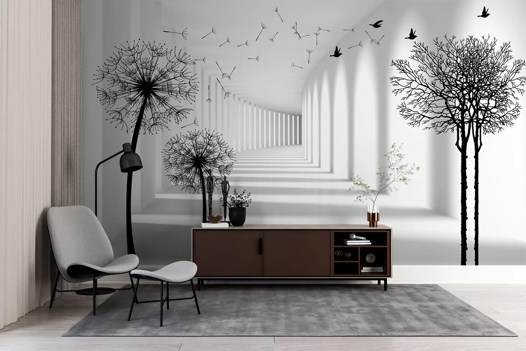 Fototapeta 3d tunel i mlecze u37803