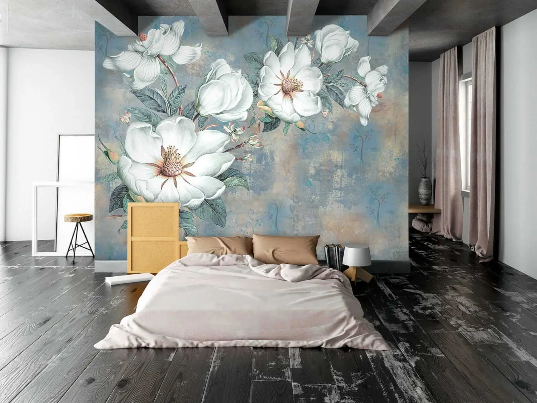 Fototapeta Magnolie na ścianie grunge u38839
