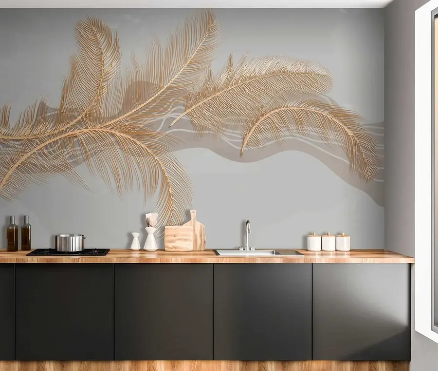 Fototapeta Duże, delikatne pióra na szarym tle u40388