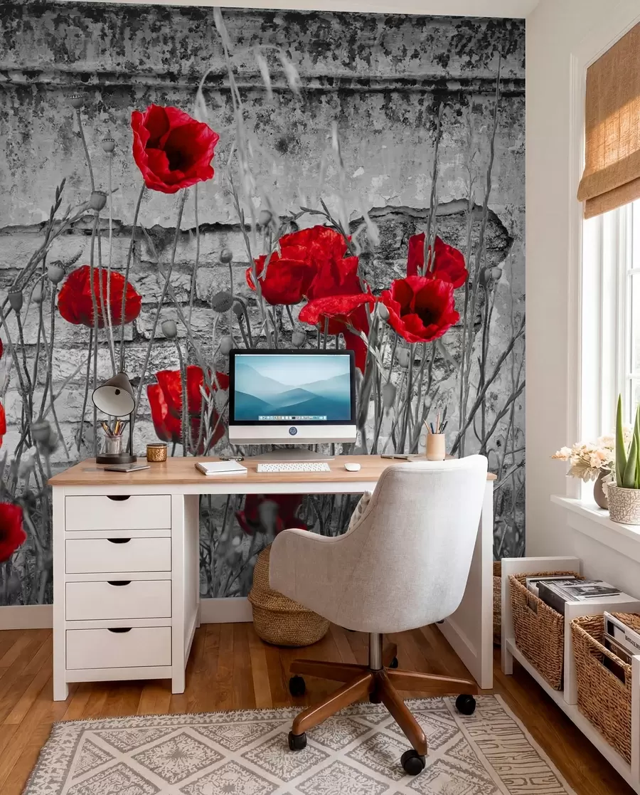 Fototapeta Jasne maki na tle ściany u40552