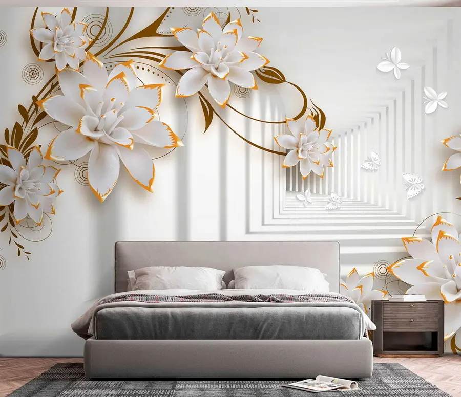 Fototapeta Kwiaty i motyle w świetlistym tunelu u47046