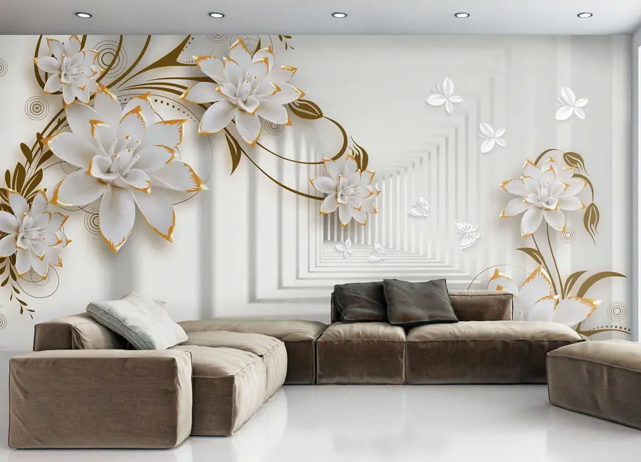 Fototapeta Kwiaty i motyle w świetlistym tunelu u47046