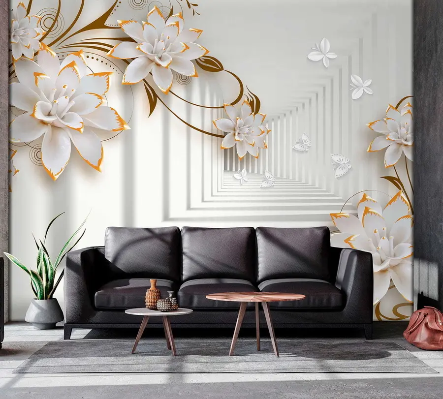 Fototapeta Kwiaty i motyle w świetlistym tunelu u47046