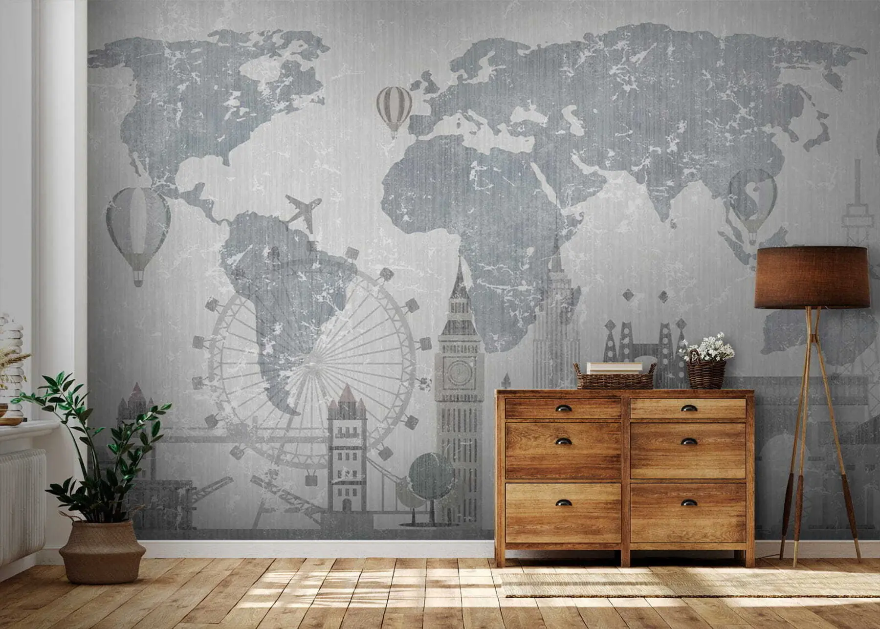 Fototapeta Mapa świata w odcieniach szarości u53138