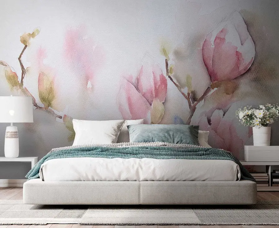 Fototapeta Kwitną magnolie, malarstwo akwarelowe u53757