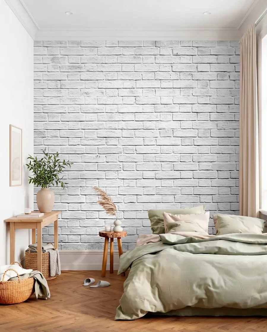 Fototapeta Biały mur z cegły u54004