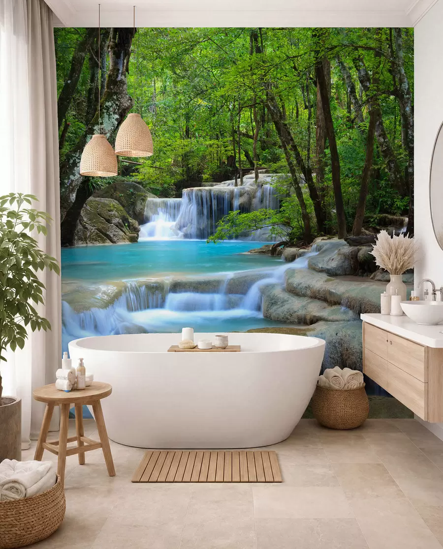 Fototapeta Bystrza wodospadu w lesie u54260