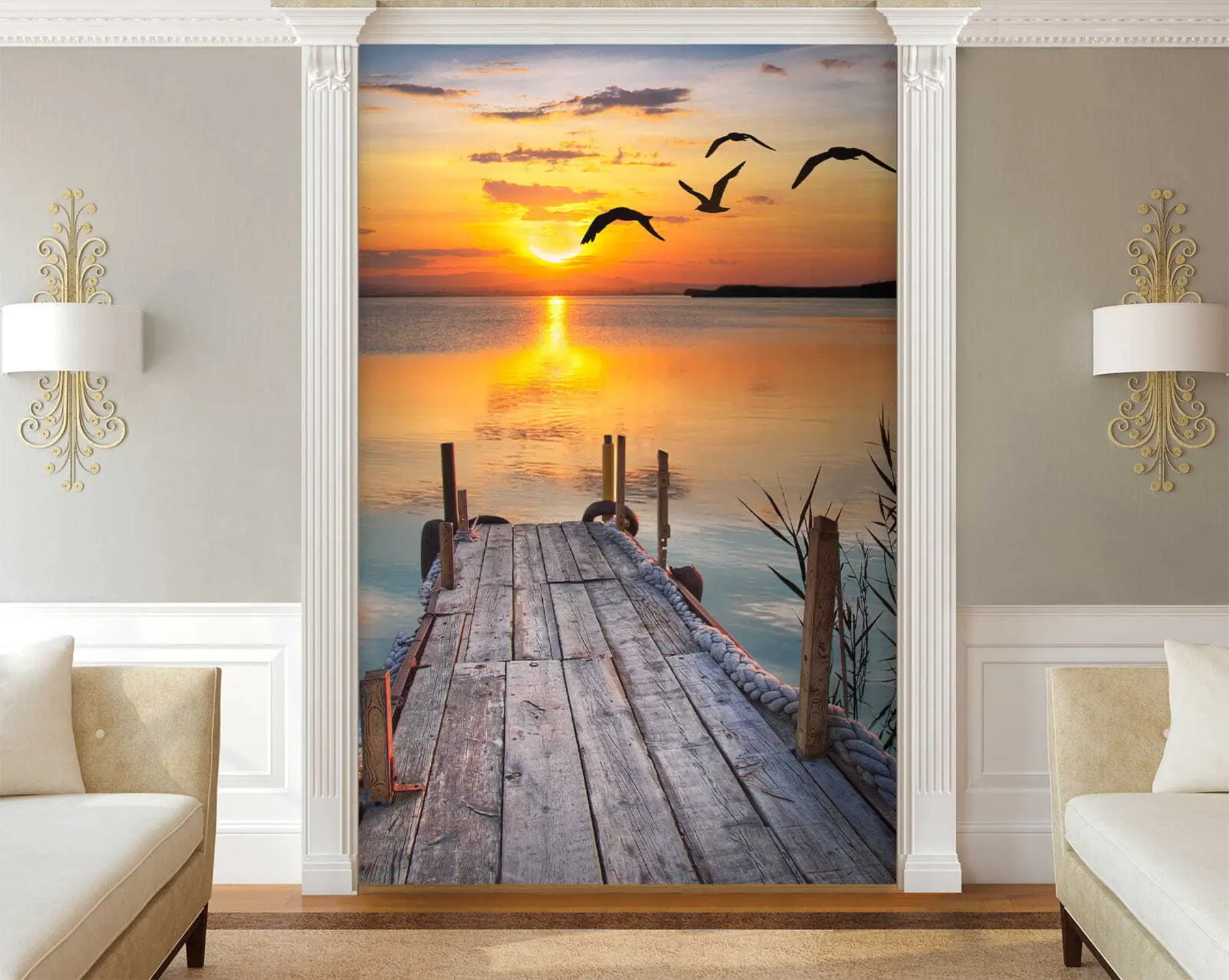 Fototapeta Mewy i molo u57673