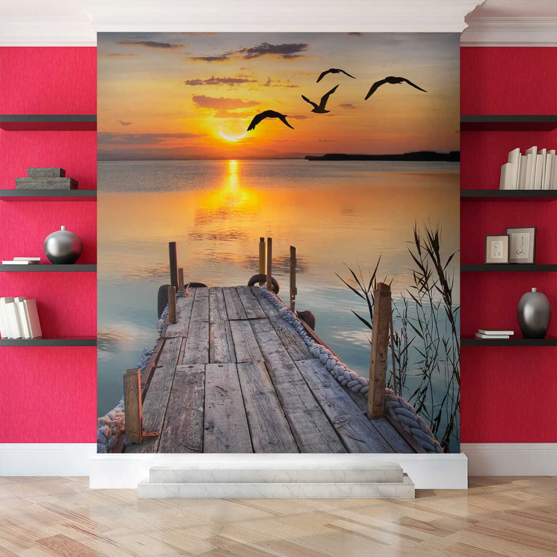 Fototapeta Mewy i molo u57673