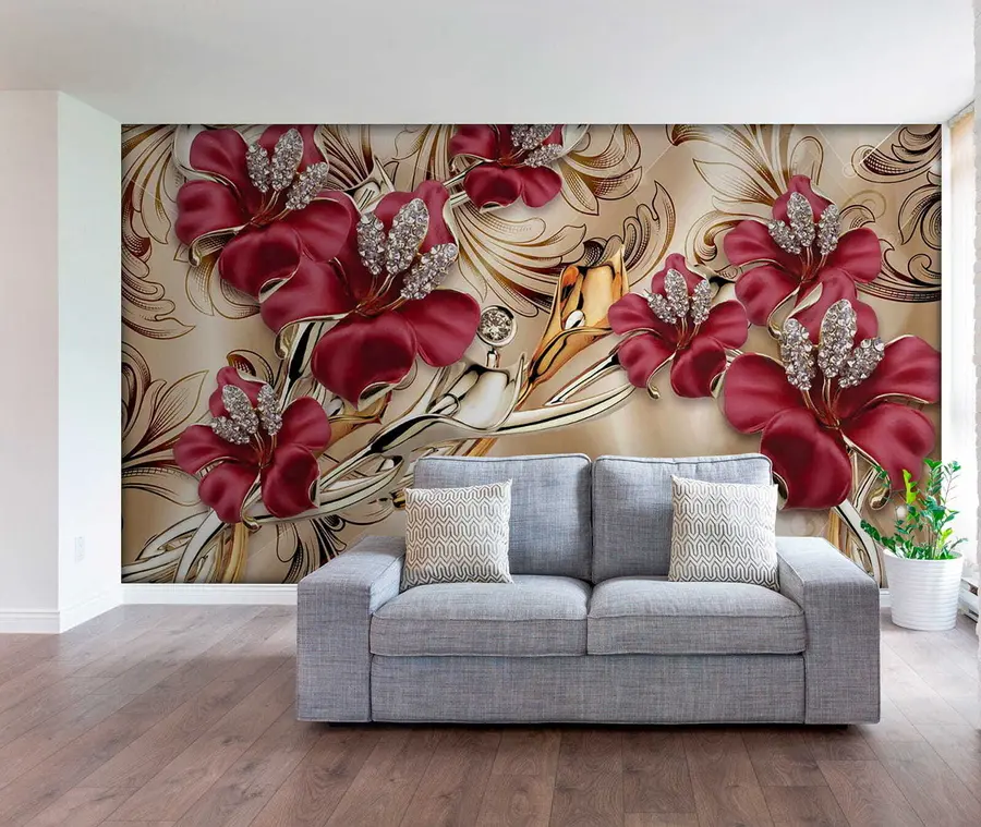 Fototapeta Czerwone lilie z efektem 3D u70604