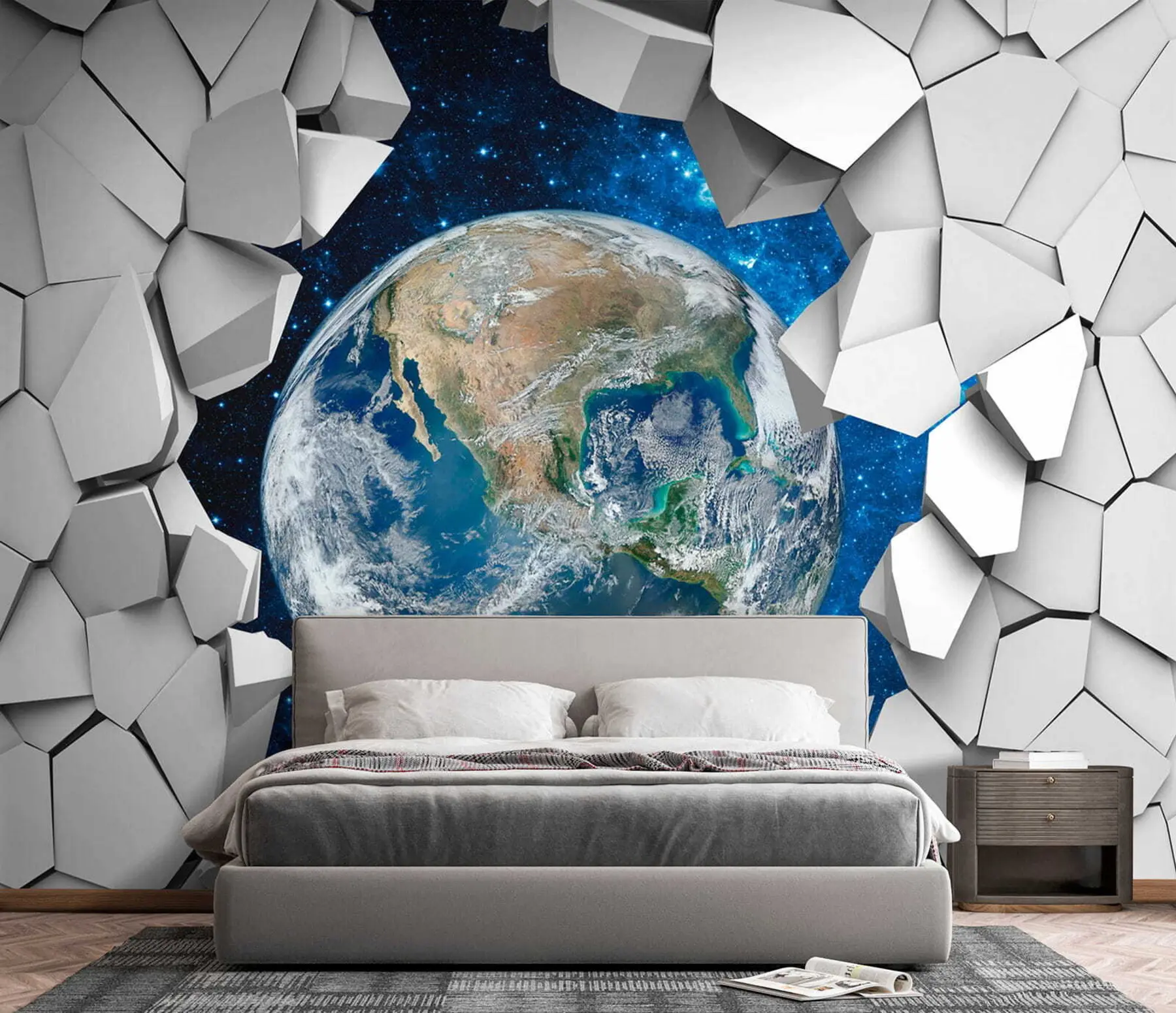 Fototapeta Ściana 3D i planeta u77808