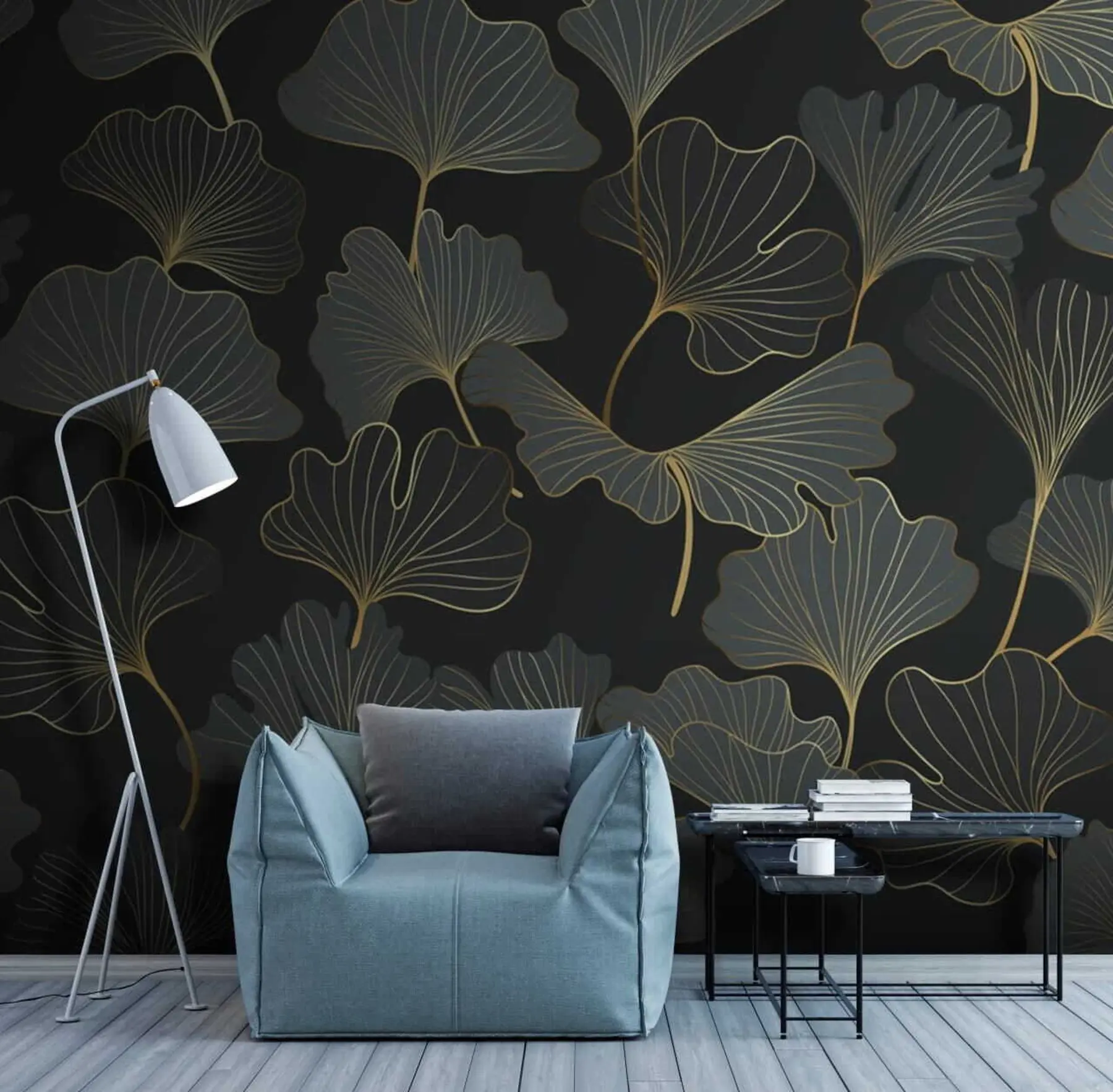 Fototapeta Liście miłorzębu w stylu art deco u53248
