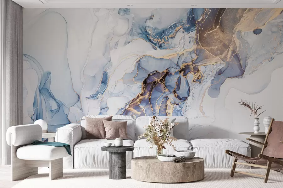 Fototapeta Biało-niebieski marmur, płyn u70767