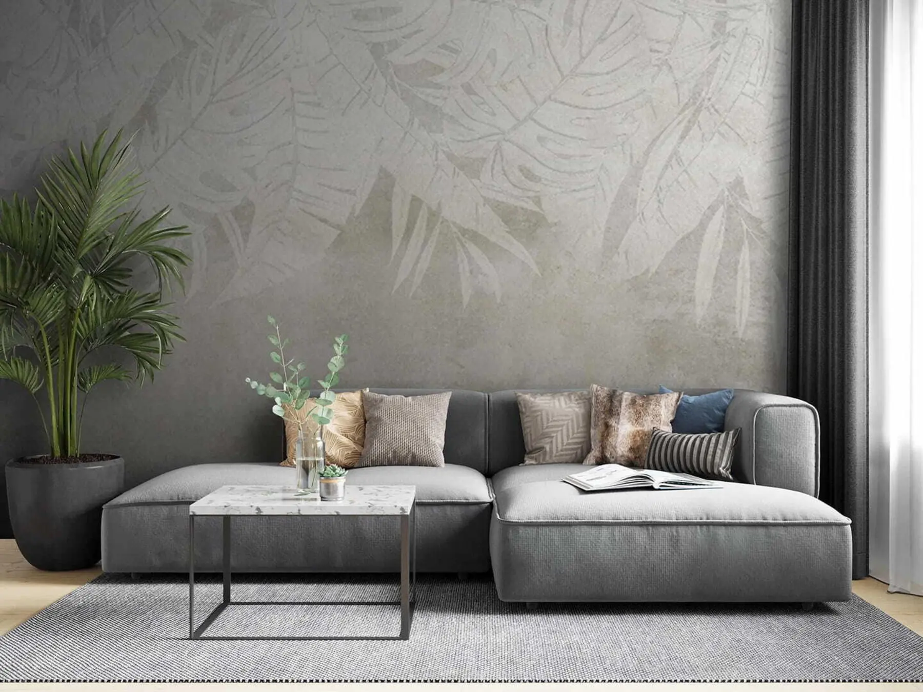 Fototapeta Liście palmowe w odcieniach szarości u71245