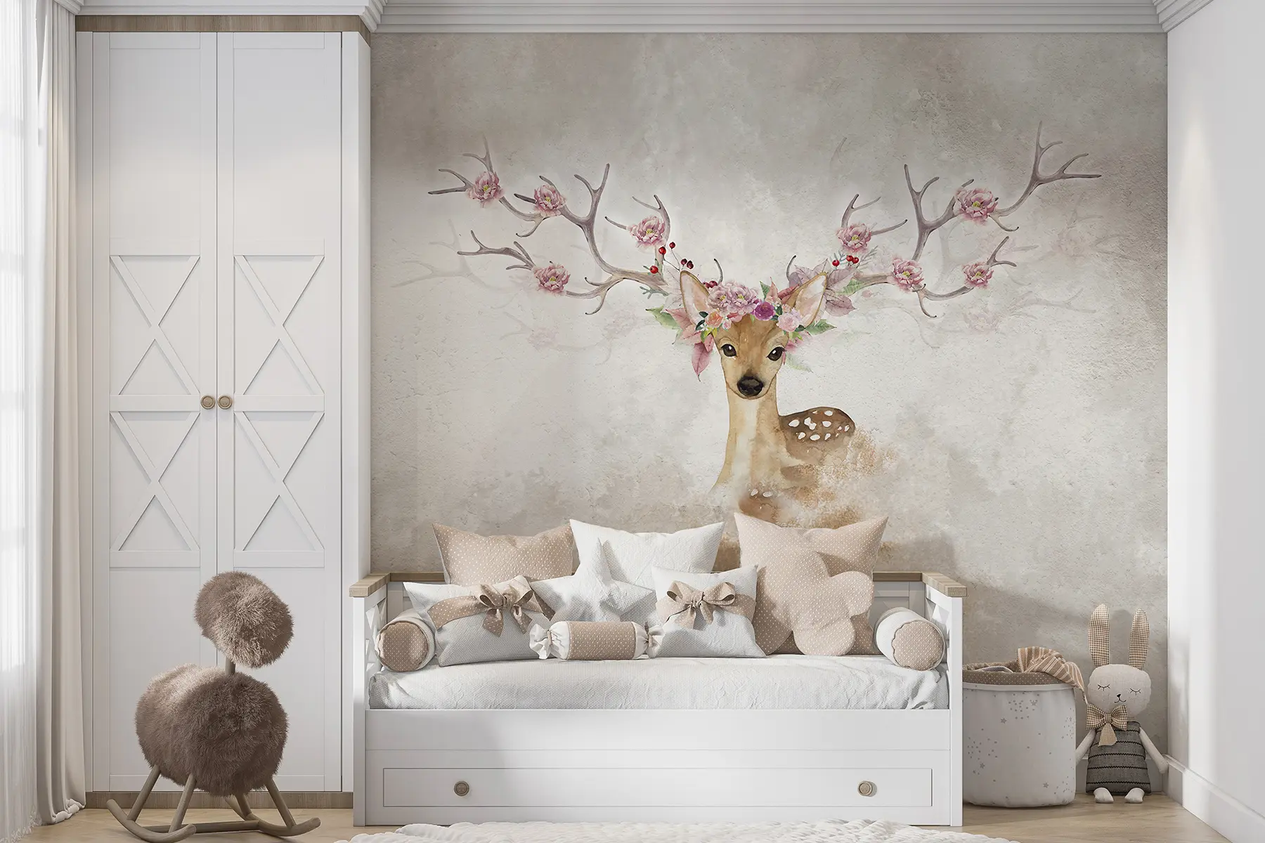 Fototapeta Jelenie z kwiatami na porożu u04671d1