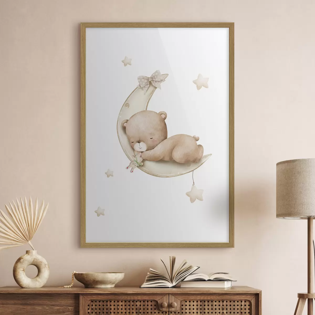 Plakat Śpiący niedźwiedź na księżycu f37917