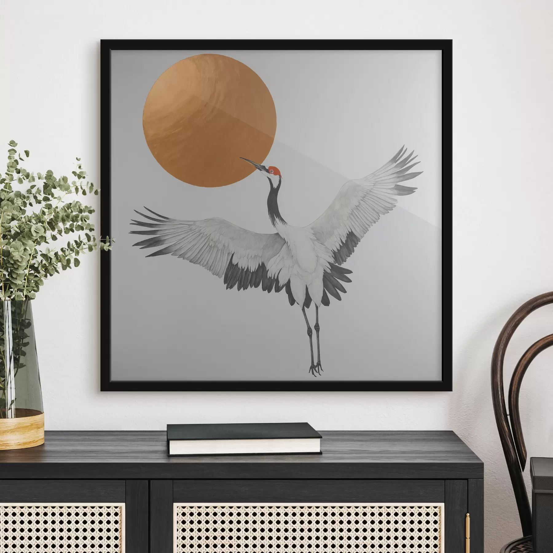 Obraz Żuraw lecący w stronę słońca f38195