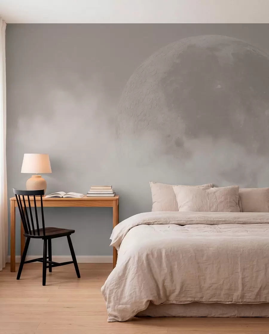 Fototapeta Wielki księżyc wśród chmur w beżowym stylu loftu w00548