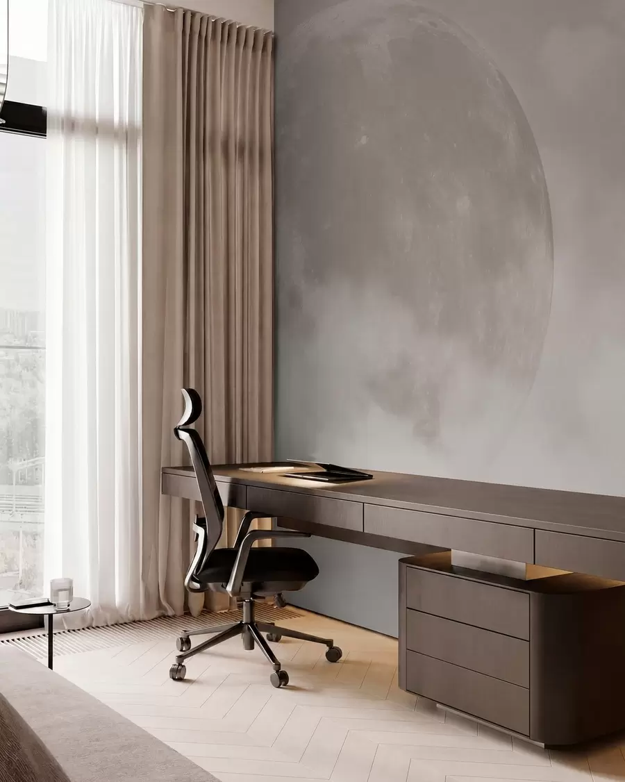 Fototapeta Wielki księżyc wśród chmur w beżowym stylu loftu w00548