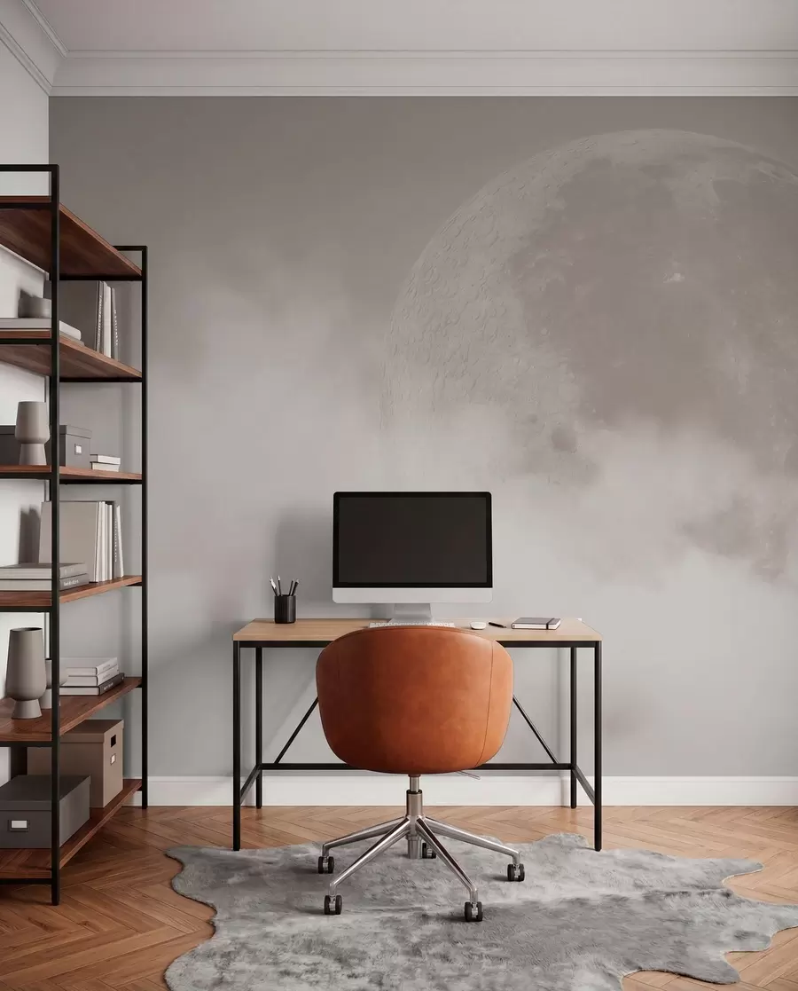 Fototapeta Wielki księżyc wśród chmur w beżowym stylu loftu w00548