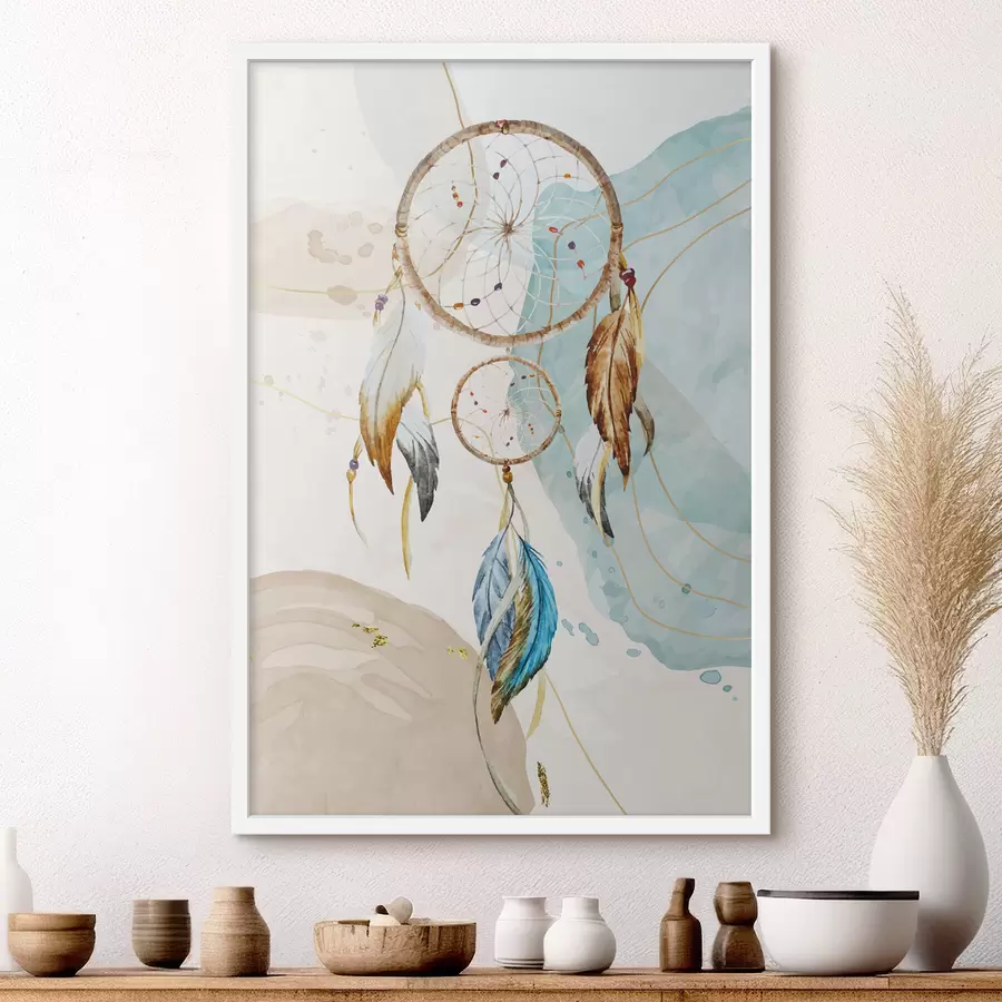 Fototapeta akwarela, łapacz snów, pióra, pastel f38330