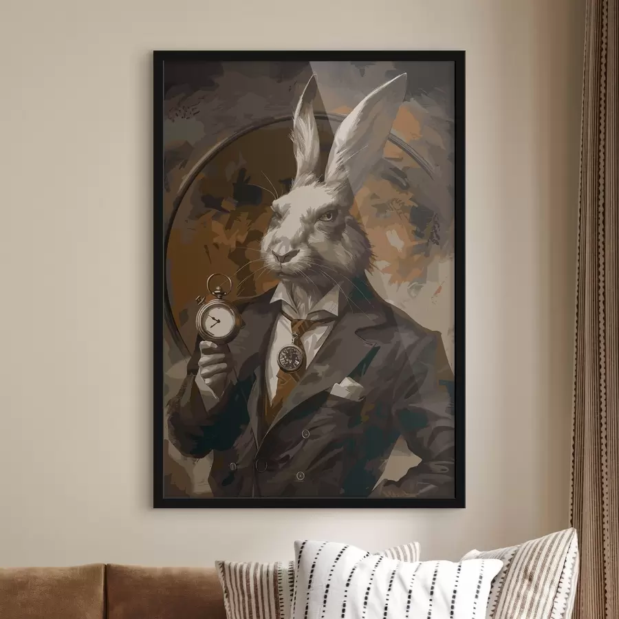 Fototapeta Zając z zegarkiem w stylu vintage f38507