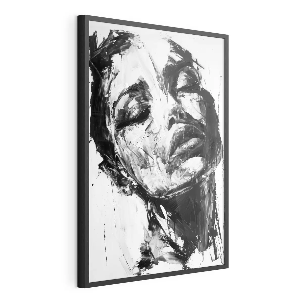 Plakat Portret kobiety z czarnymi pociągnięciami pędzla f38641