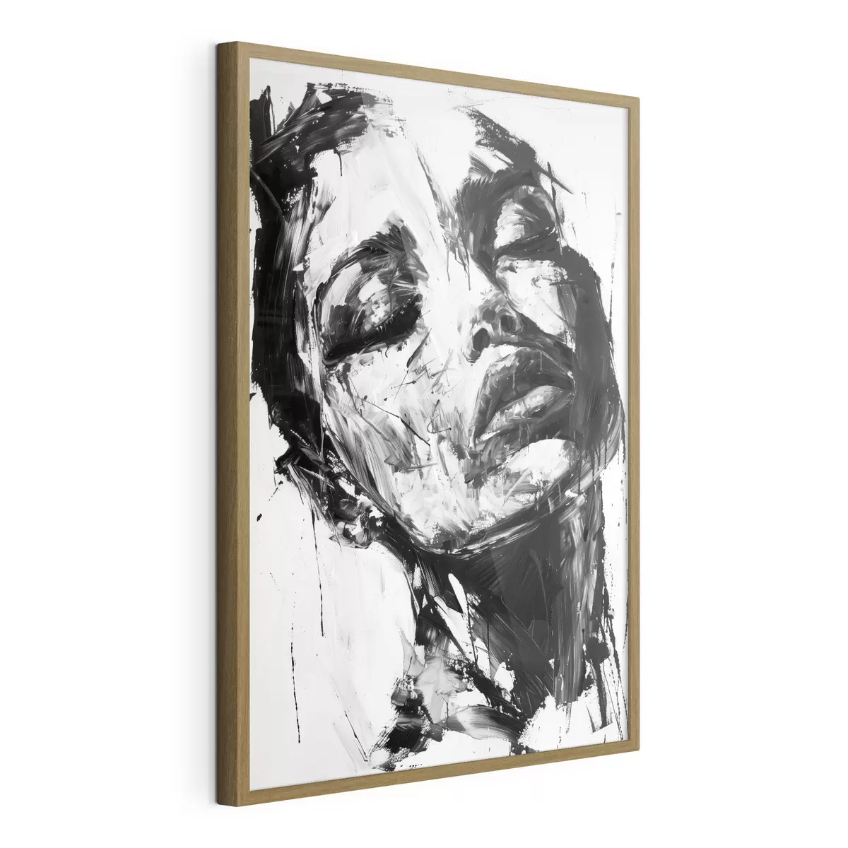 Plakat Portret kobiety z czarnymi pociągnięciami pędzla f38641