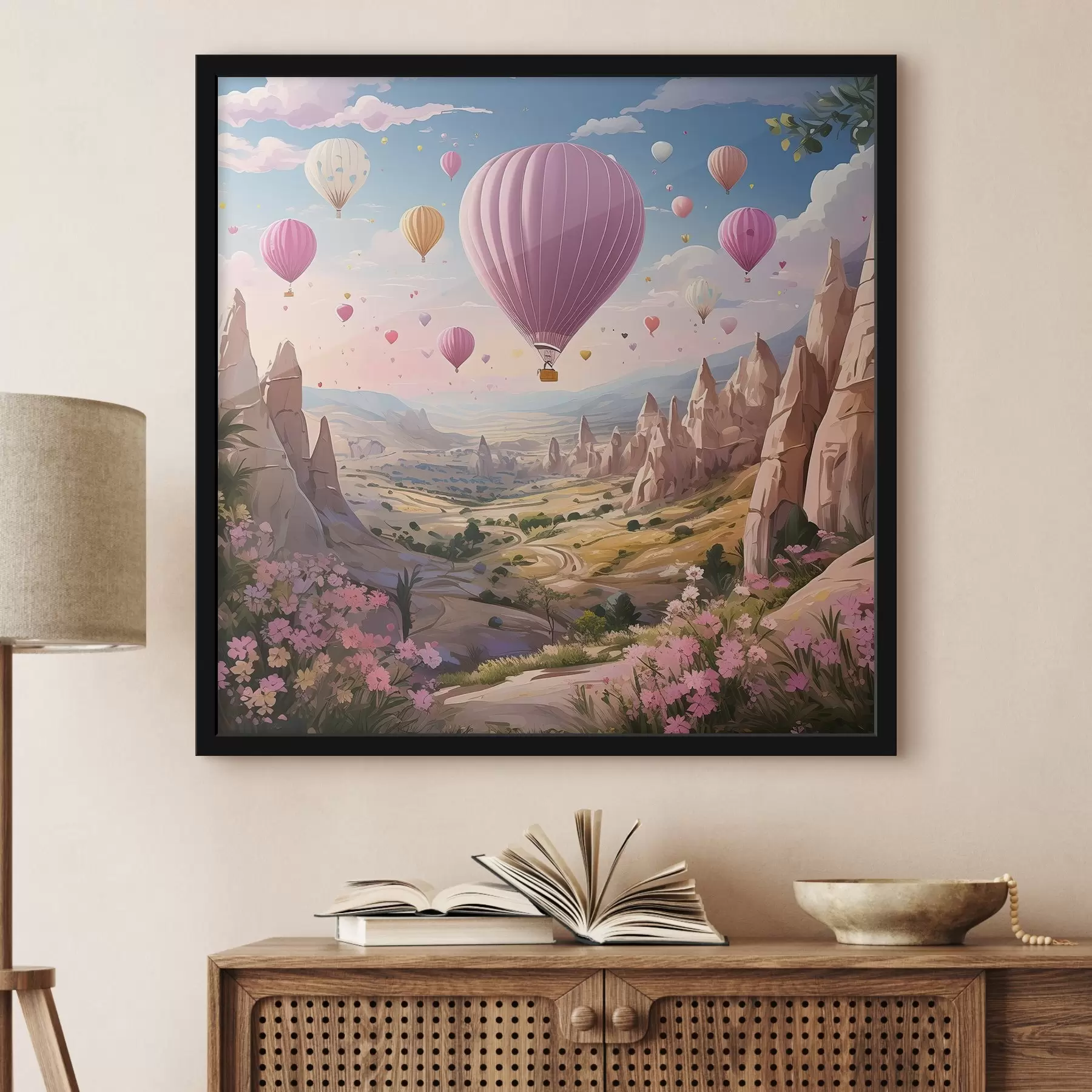 Fototapeta balony w górach nad kwiatami f38656
