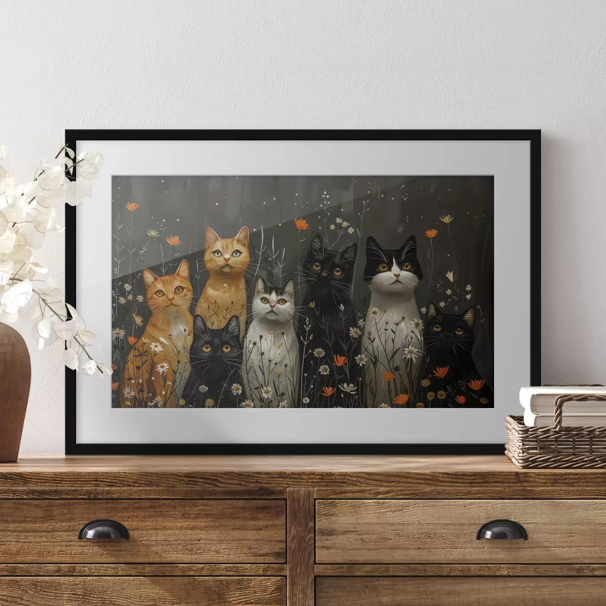 Plakat Koty w kwiatach f38798
