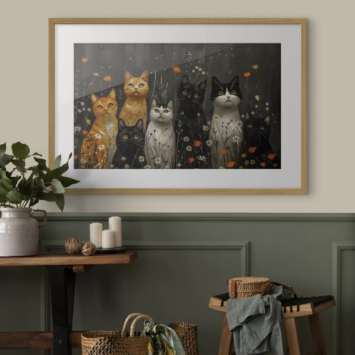 Plakat Koty w kwiatach f38798
