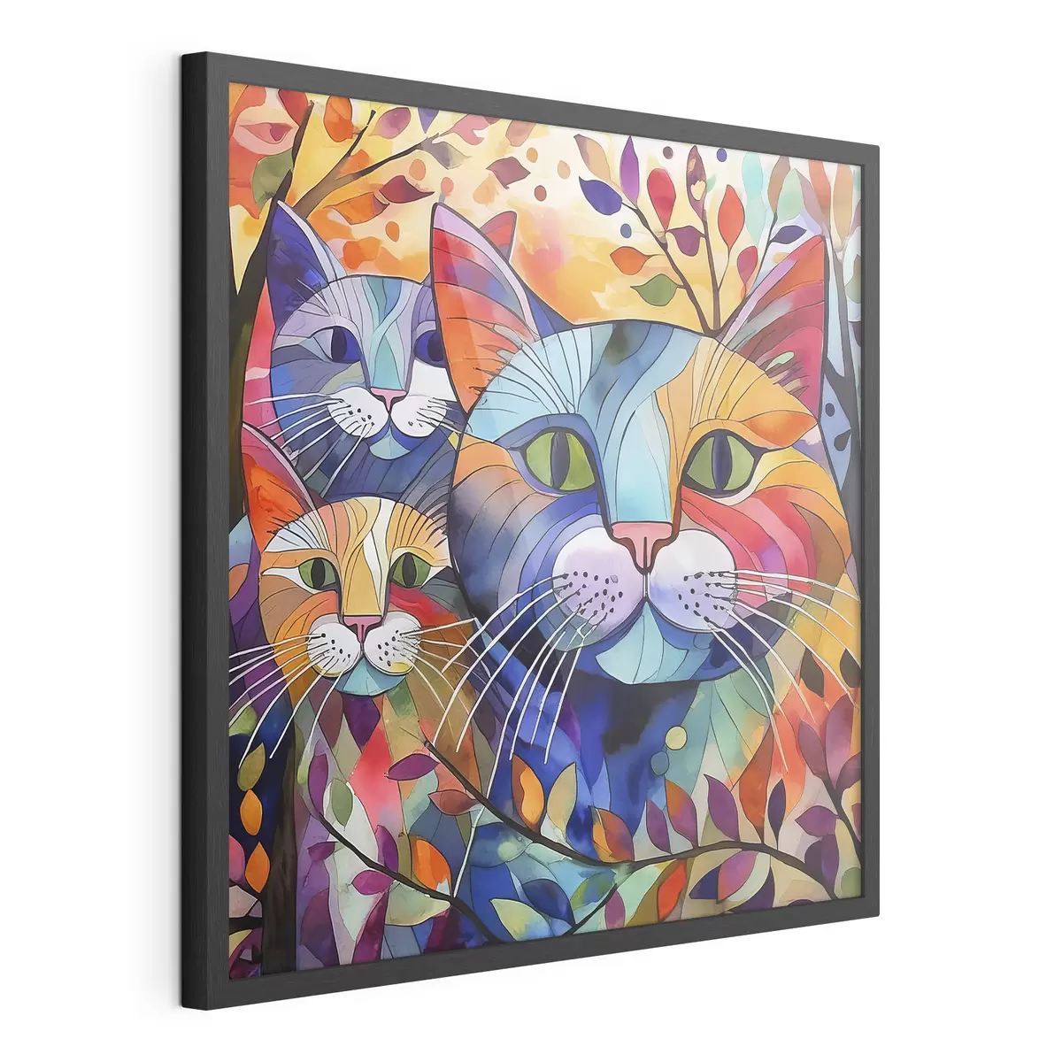 Plakat Wielobarwna abstrakcja z kotami f38814