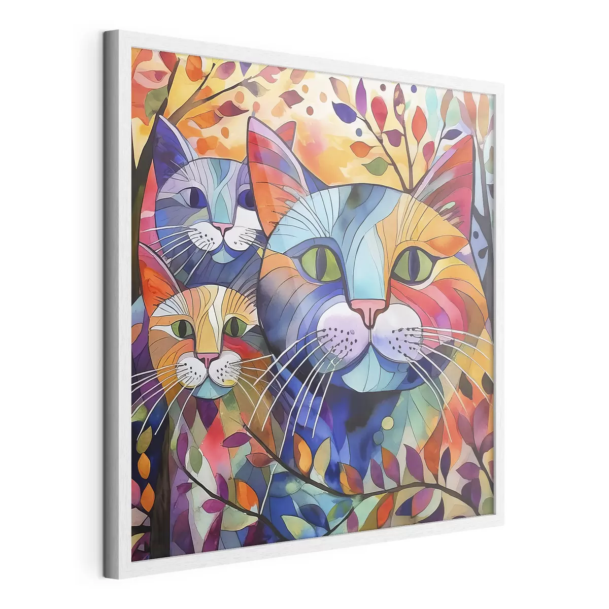 Plakat Wielobarwna abstrakcja z kotami f38814