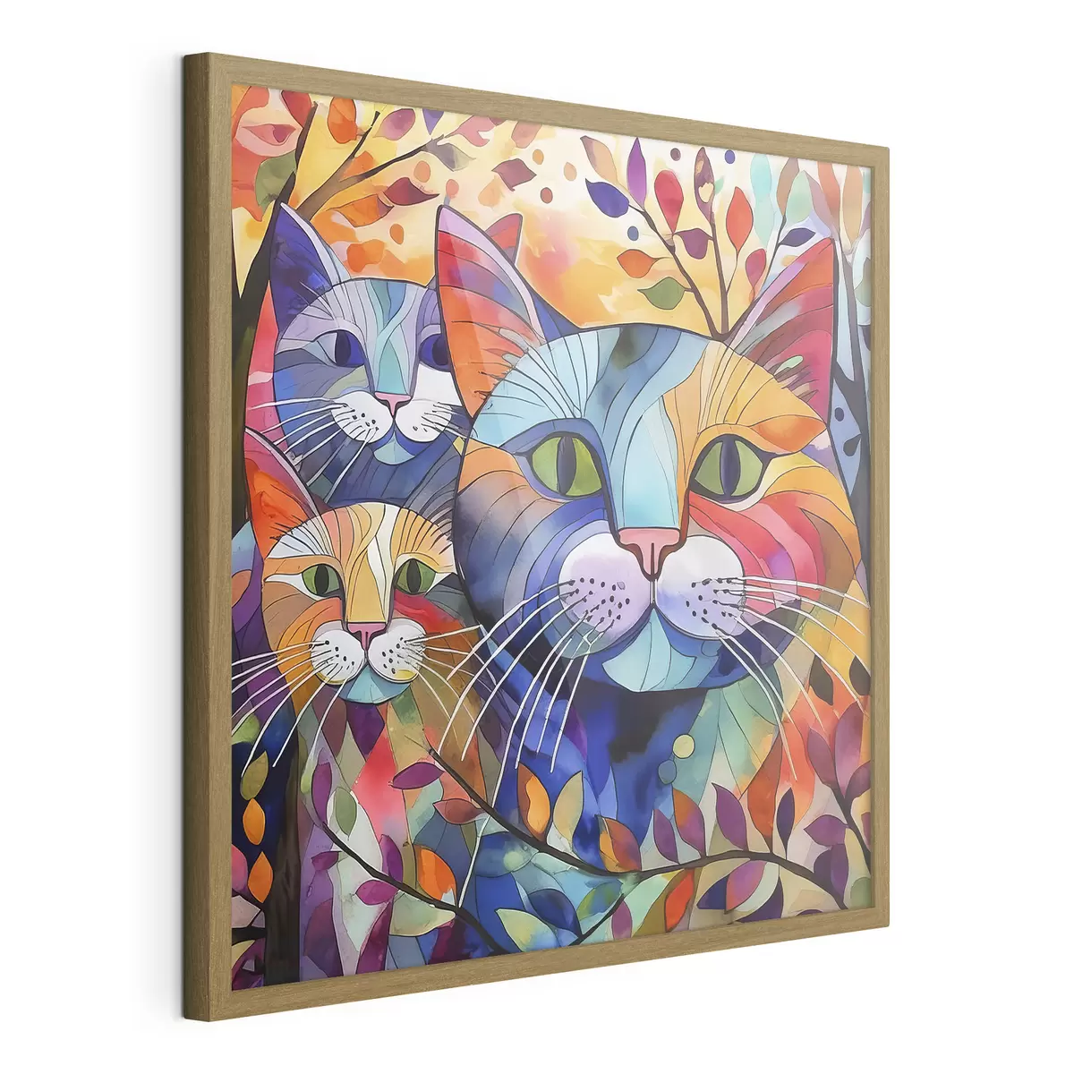 Plakat Wielobarwna abstrakcja z kotami f38814