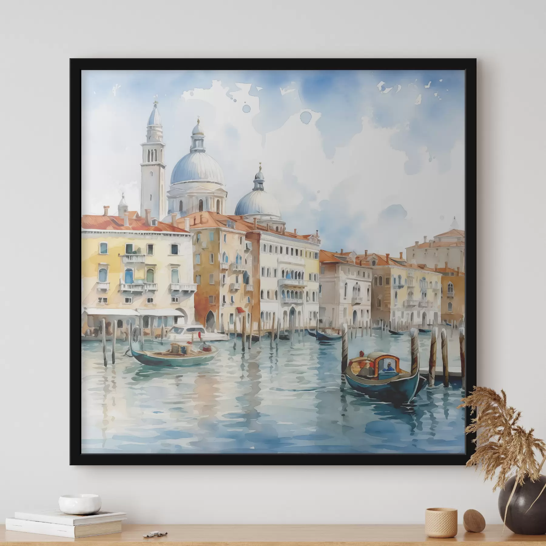 Obraz Akwarela Wenecja krajobraz, zatoka, rzeka, architektura, krajobraz, łodzie, gondola f38908