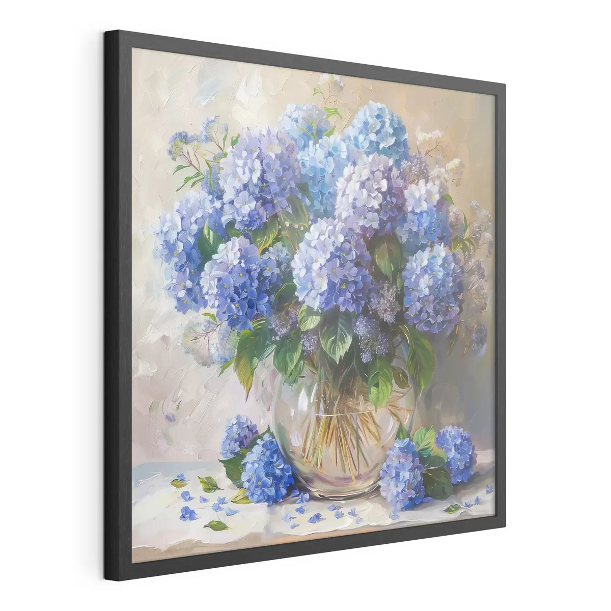 Plakat Niebieskie hortensje na stole f38709