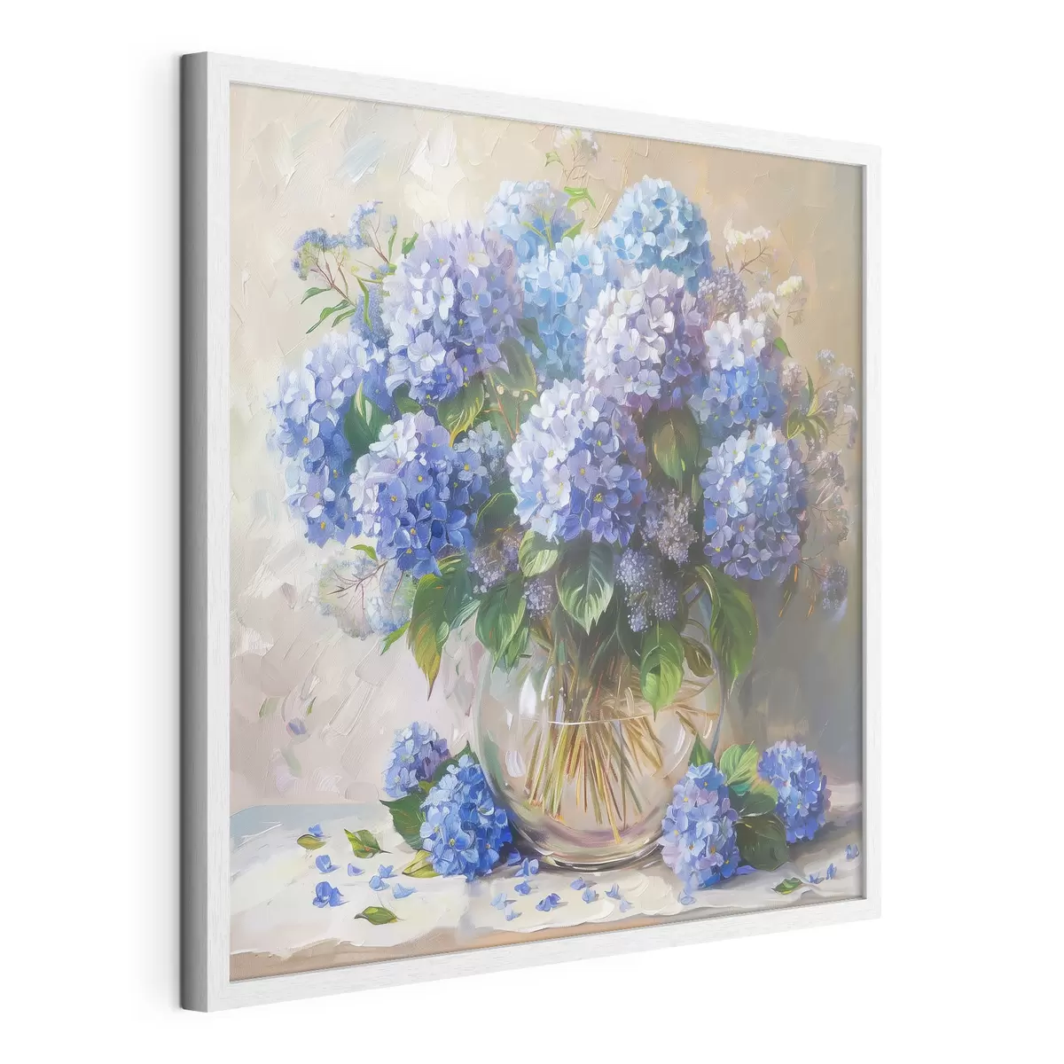 Plakat Niebieskie hortensje na stole f38709