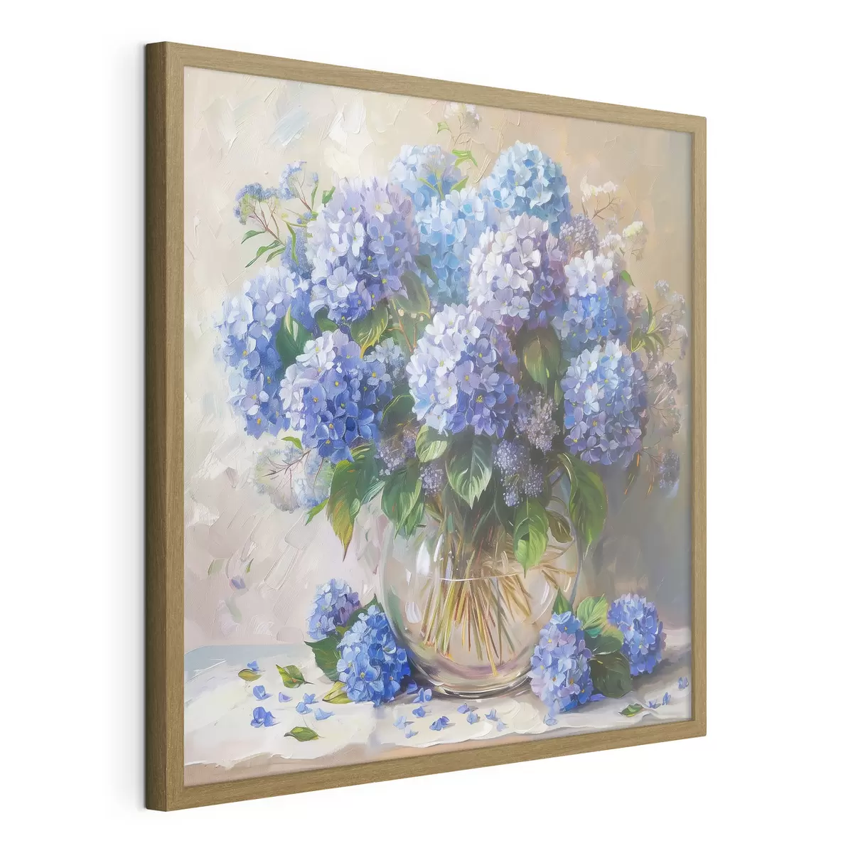 Plakat Niebieskie hortensje na stole f38709