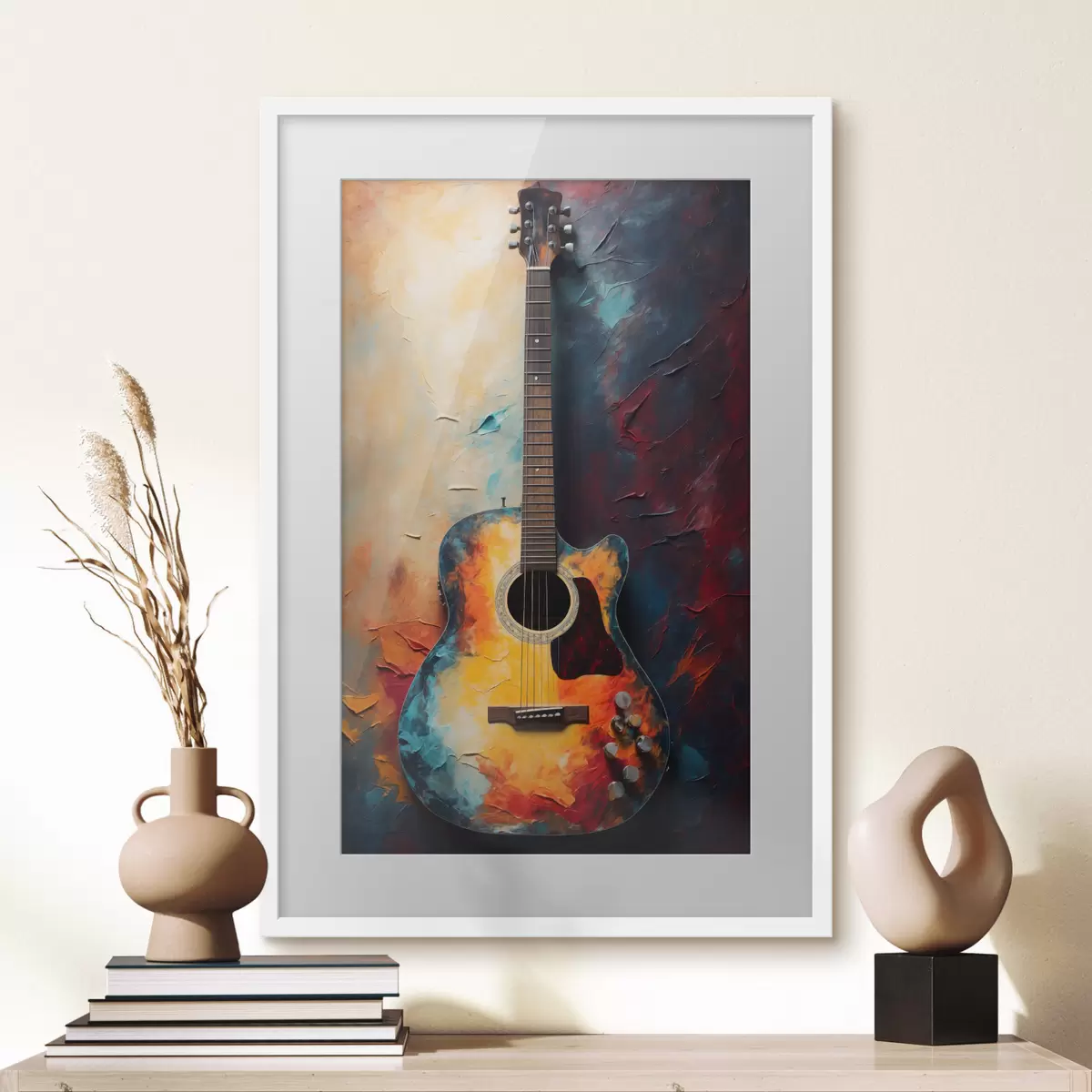 Plakat Gitara na tle oleju f39002