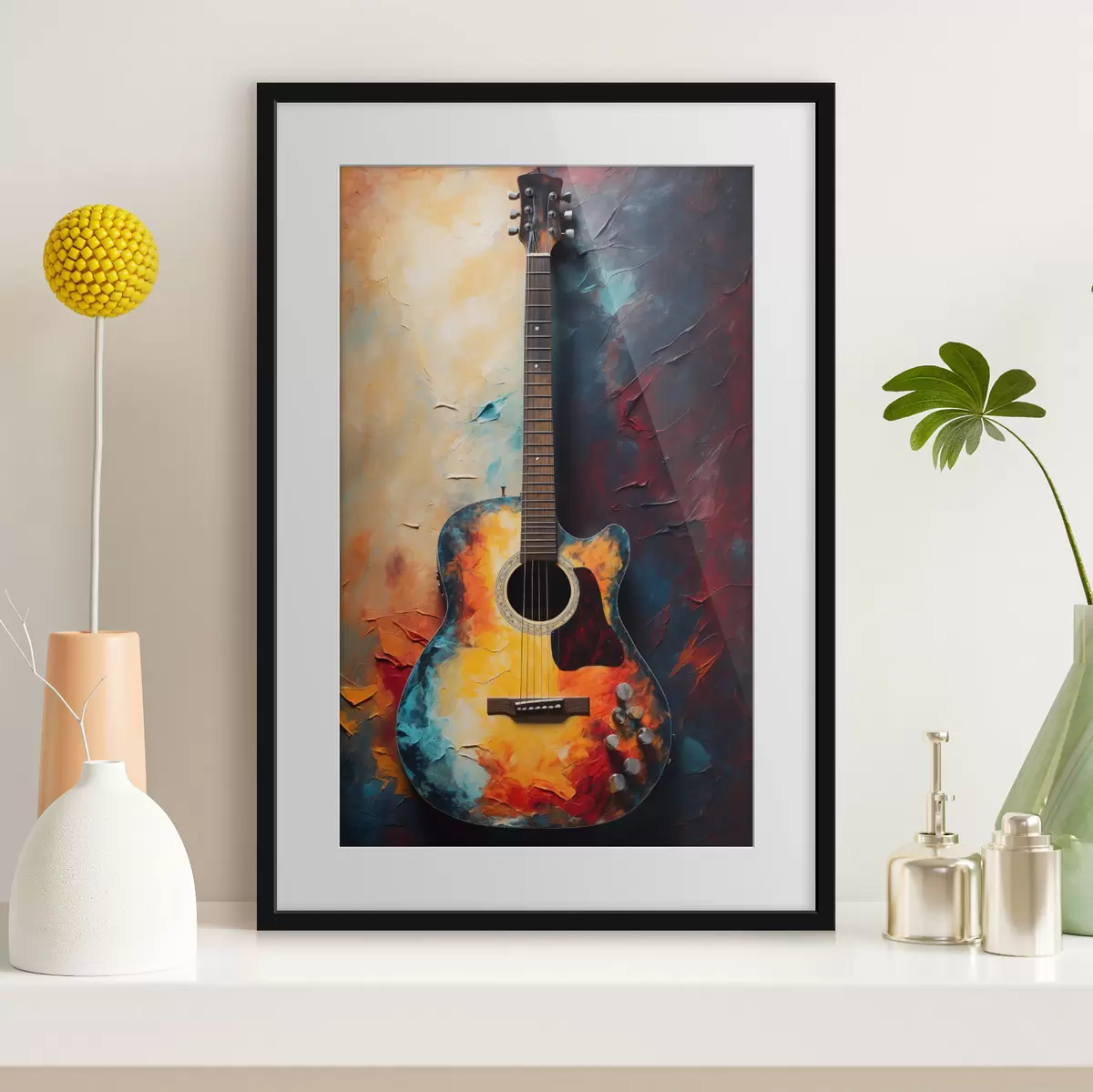 Plakat Gitara na tle oleju f39002