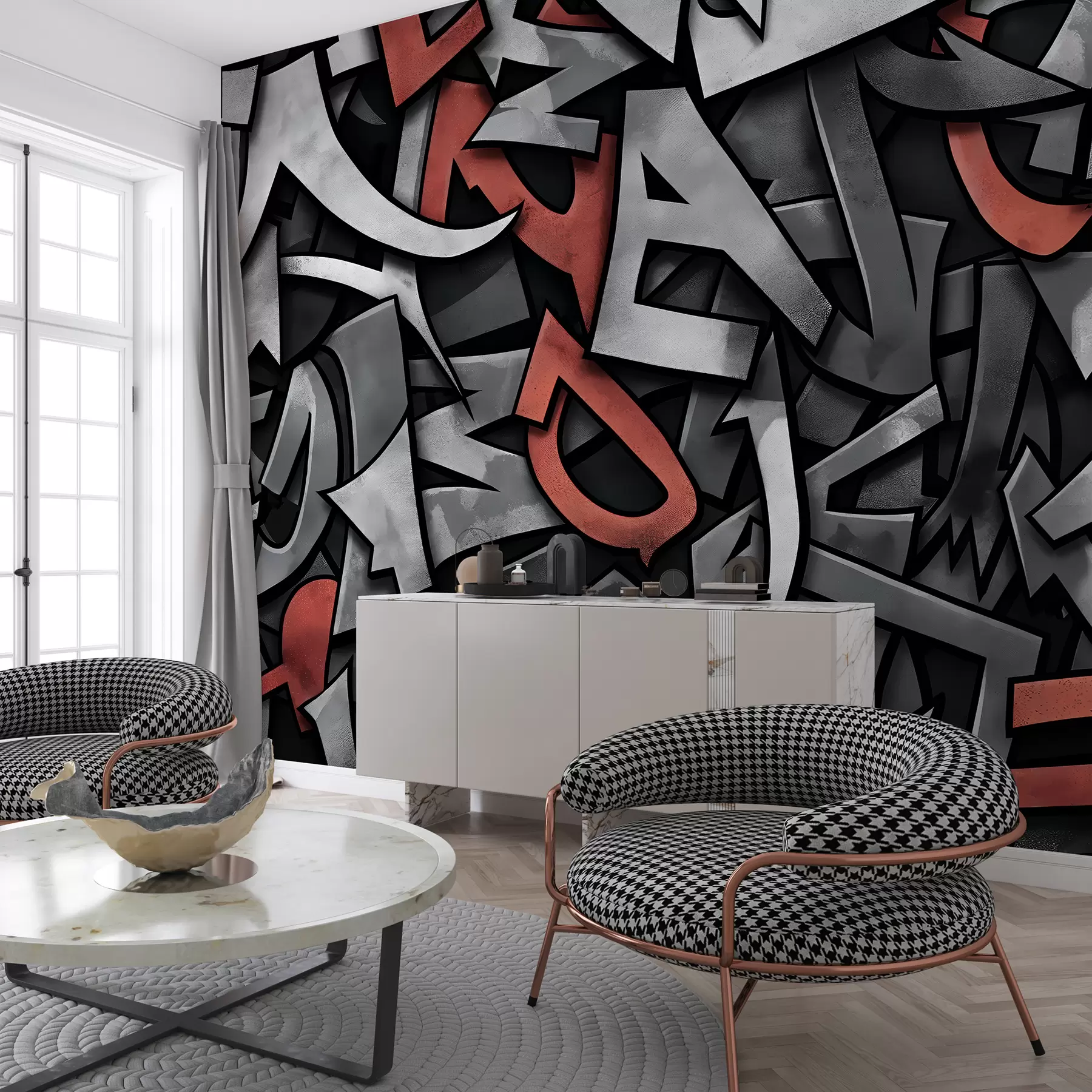 Fototapeta Wielkie litery graffiti w kolorze czerwonym w01186v2