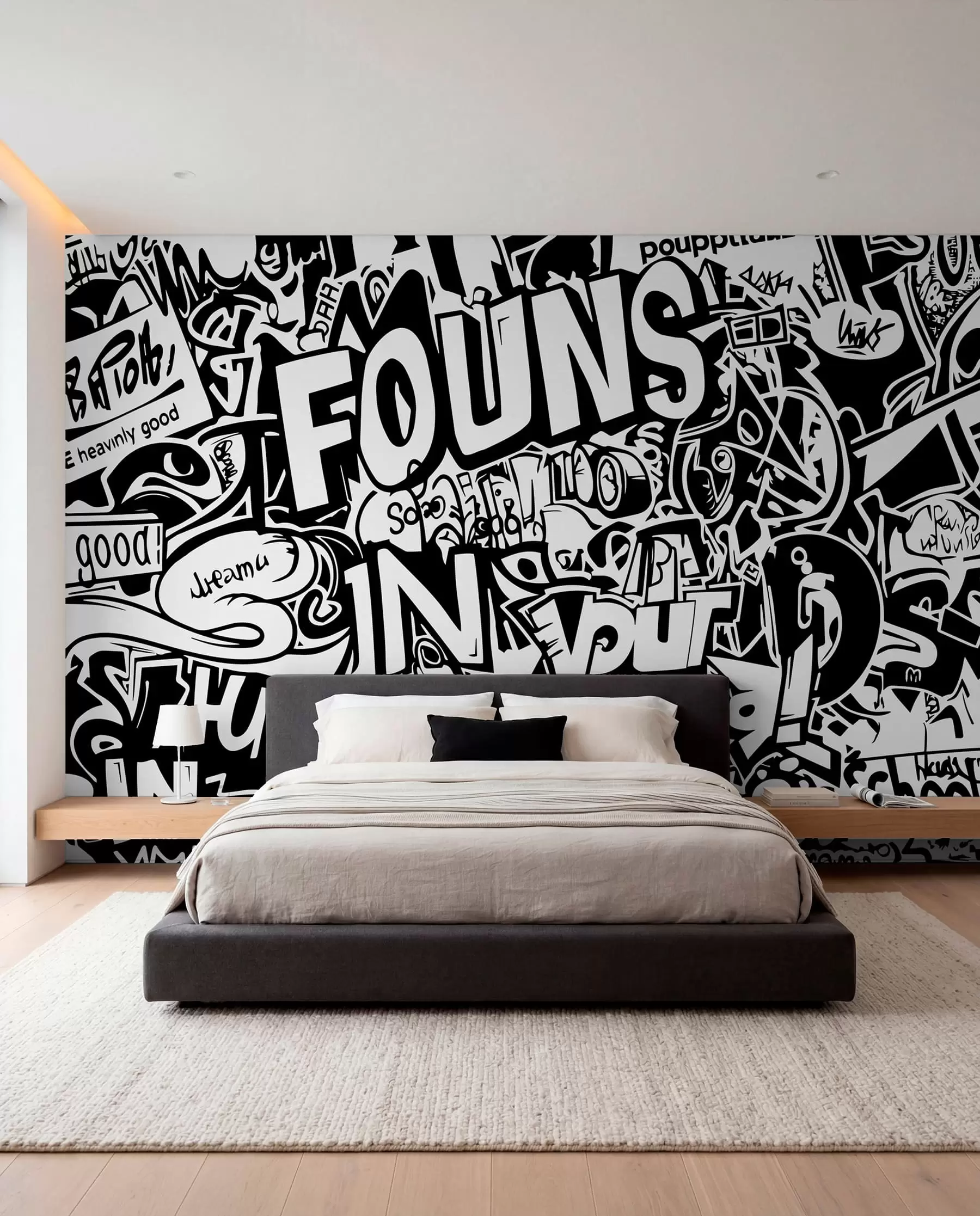 Fototapeta Czarno-białe graffiti w01190