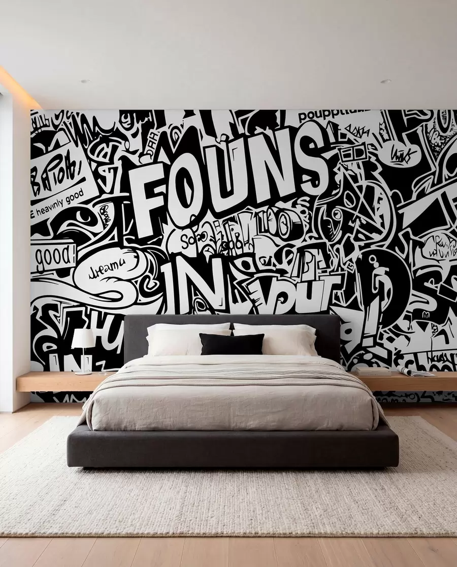 Fototapeta Czarno-białe graffiti w01190